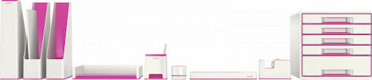 Leitz Magazine File Organizer Plastic White Plastic Wow White Pink 31.8x27.2x7.3cm.