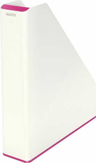 Leitz Magazine File Organizer Plastic White Plastic Wow White Pink 31.8x27.2x7.3cm.