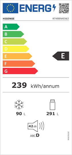 Hisense Frigider cu două uși 381lt Total NoFrost Î172xL70xA63.5cm. Alb RT488N4DW2