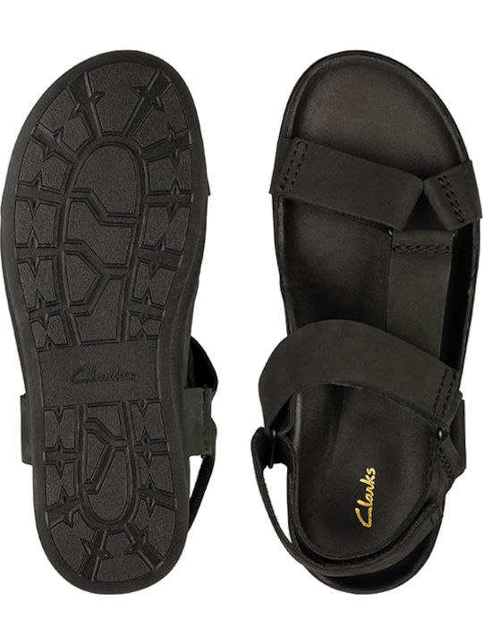 Sunder Range Leder Herrensandalen in Schwarz Farbe