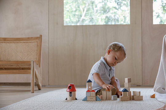 Plan Toys Cuburi De Construit Colorate Din Lemn Pentru 3+ Ani 30 Bucăți