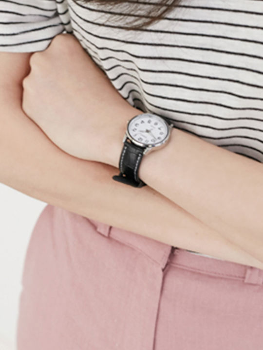 Casio Γυναικείο Ρολόι Μπαταρίας με Μαύρο Δερμάτινο Λουράκι