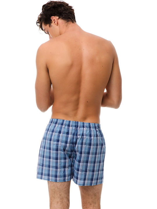 96-23074 Ανδρικά Μποξεράκια Σκούρο Μπλε Καρό 2Pack