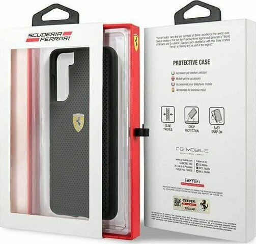 Ferrari On Track Perforated Back Cover Plastic Negru (Galaxy S21 5G)