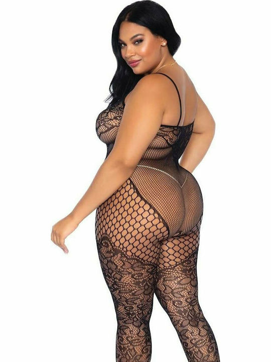 Leg Avenue Bodystocking Plus Size Dantelă Plasă Top Bodystocking-uri Sexy Negru