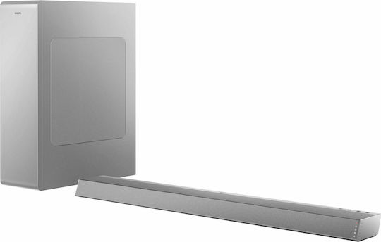 Philips TAB6405 Soundbar 2.1 Bluetooth und HDMI 140W mit kabellosem Subwoofer und Fernbedienung Silber