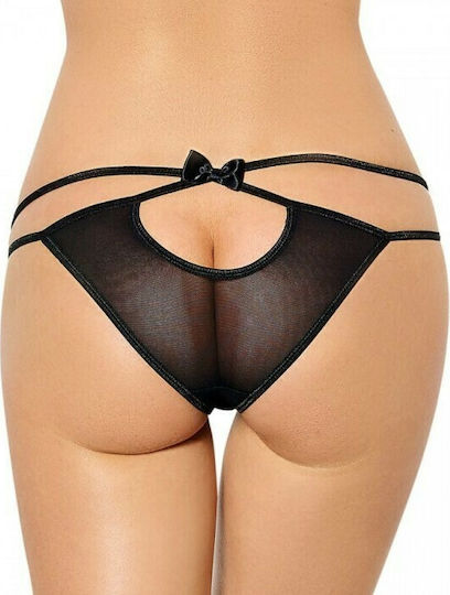 Queen Lingerie Double Strap And Bow Panties Женски Секси Слип Black