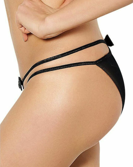 Queen Lingerie Double Strap And Bow Panties Женски Секси Слип Black