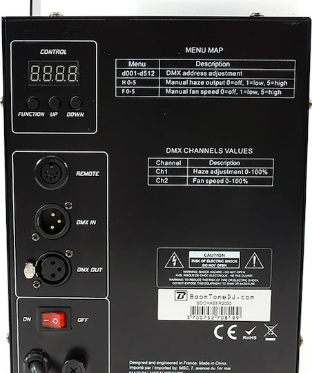 BoomToneDj Hazer 2000 Nebelmaschine 1000W mit Verkabelt Fernbedienung