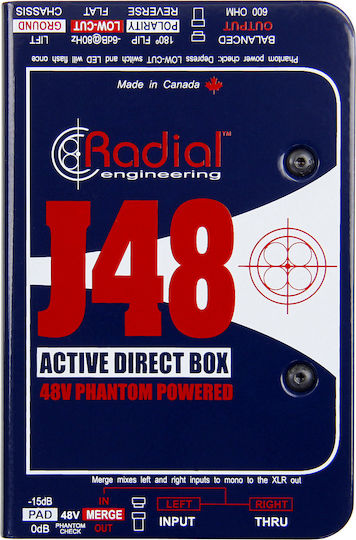 Radial J48 Stereo Ενεργό DI Box 2 Καναλιών με Phantom Power