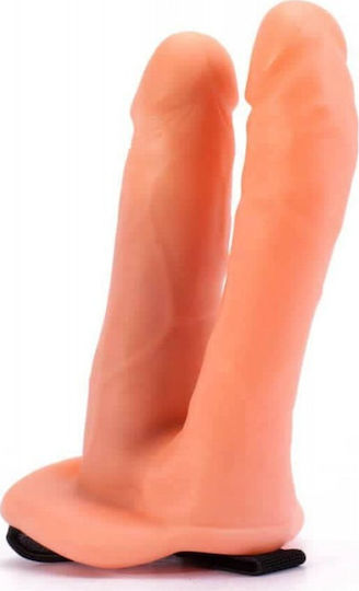 Lovetoy Unisex Hollow Strap On Harness με Διπλό Dildo στο χρώμα του δέρματος