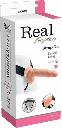 Toyz4lovers Real Rapture Air Feeling Hollow Vibrating Strap On Harness με Dildo 20.5cm και Δόνηση στο χρώμα του δέρματος