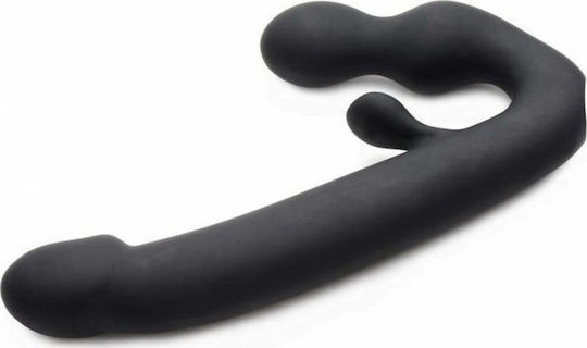 Strap U Tri-Volver Strapless Strap-on Strapless Strap On με Τριπλό Dildo 21.60cm και Δόνηση σε Μαύρο Χρώμα