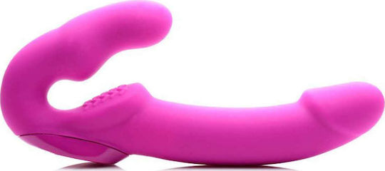Strap U Evoke Rechargeable Vibrating Strapless Strap-On Fără bretele Strap On cu Dildo 24.1cm cu vibrație în Culoare Fuchsia