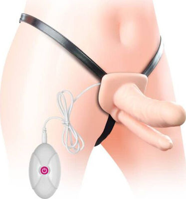 Lovetoy Unisex Hollow Strap On Harness with Double Dildo 18cm Flesh