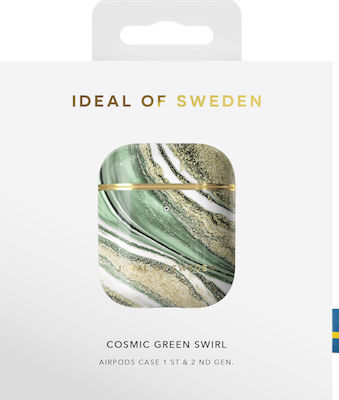 iDeal Of Sweden Printed Husă Plastic Cosmic Green Swirl pentru Apple AirPods 1 / AirPods 2