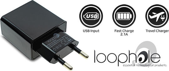 Loophole Charger Without Cable with USB-A Port 10W Blacks (Loophole CY-0520)