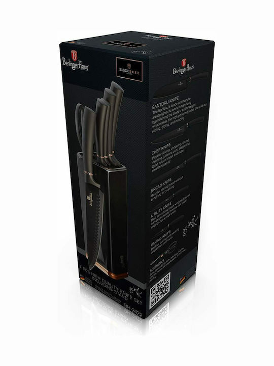 Berlinger Haus Black Rose Collection Knife Set with Block from Stainless Steel 20cm 7pcs