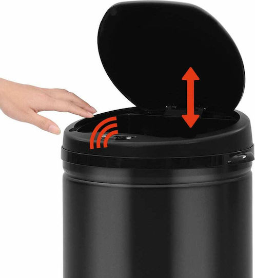 vidaXL Metallischer Mülleimer mit Sensor Schwarz 30lt