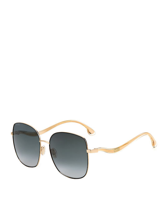 Jimmy Choo MAMIE/S Women's Sunglasses with Gold Metal Frame and Black Gradient Lens