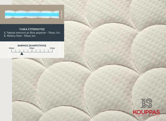 KS Kouppas Double Memory Foam Mattress Topper Lux Memory Antibacterial 140x190x6cm