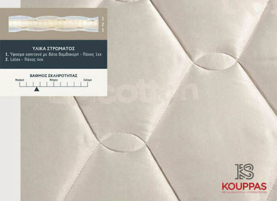 KS Kouppas Double Latex Mattress Topper Latex Biocotton 140x190x6cm