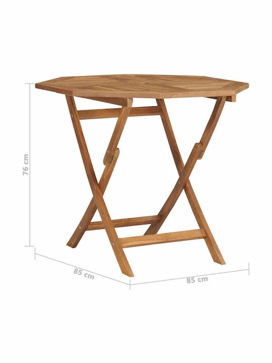 Outdoor Dinner Foldable Wood Table Natural 85x85x76cm