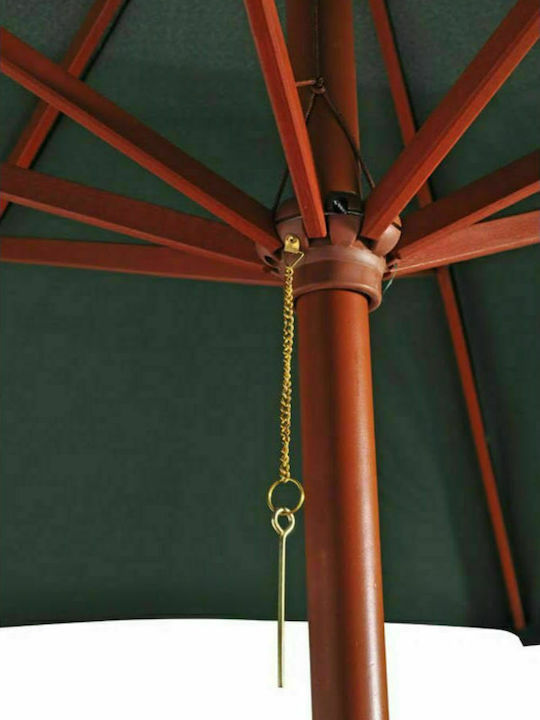 Circular Wooden Green Garden Parasol Φ3m