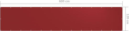 vidaXL Rectangular Shade Divider Red in Roll With Hoop & with PU Coating 1.2x6m made of Oxford fabric