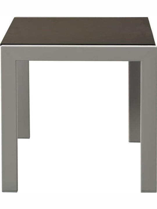 Șezlong Metal cu Țesătură Textilene Negru cu Masă 2bucăți 200x58x32cm