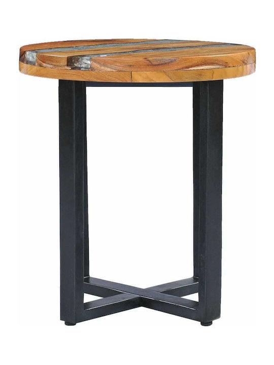 Rundes Beistelltisch aus Massivholz Braun M40xL40xH45cm