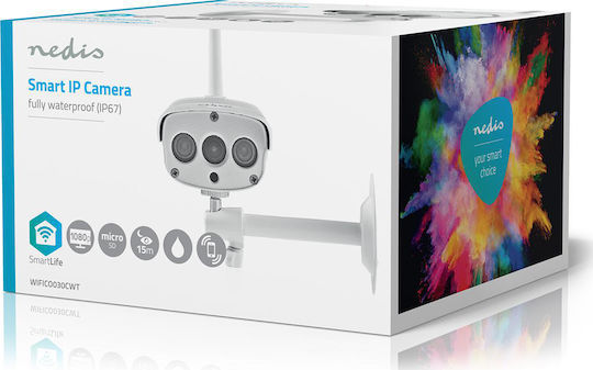 Nedis WIFICO030CWT IP Surveillance Camera Wi-Fi Full HD 1080p Waterproof with Lens 2.8mm