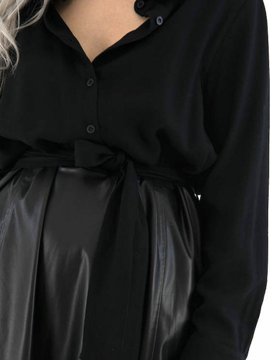 Midi Leather Dress Black
