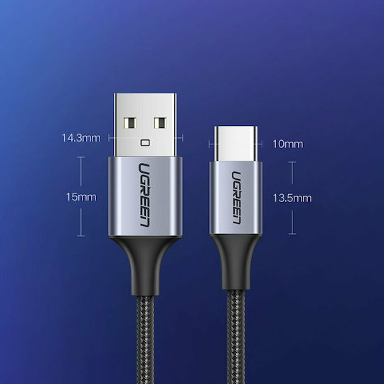 Ugreen US288 Braided USB 2.0 Cable USB-C male - USB-A Μαύρο 2m 60128