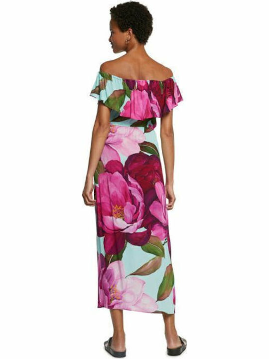 Arles Sommer Midi Damenkleid mit Rüschen Blumen