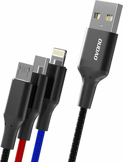 Dudao L10PRO Braided USB to Lightning / Type-C / micro USB 0.38m 5A Cable