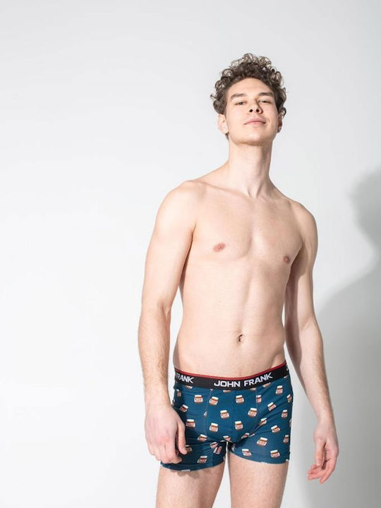 John Frank Choco Men's Boxer Blue with Patterns