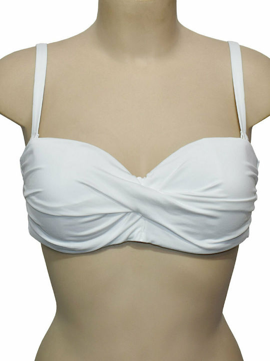 Strapless Bikini Top D Cup με Ενίσχυση Λευκό