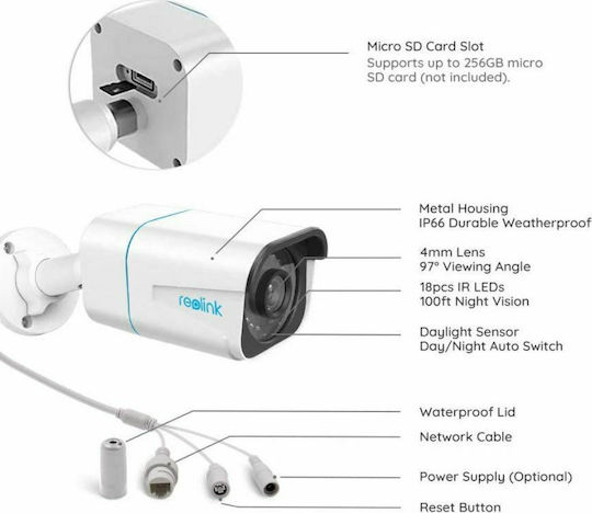 Reolink RLC-810A IP Überwachungskamera 4K Wasserdicht mit Mikrofon und Objektiv 4mm