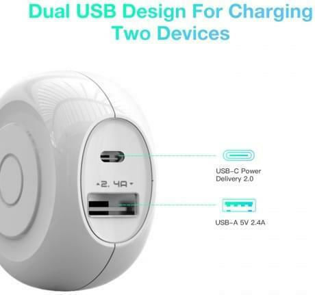 Moxom Charger with USB-A Port and USB-C Port and Cable Lightning Whites (MX-HC01)