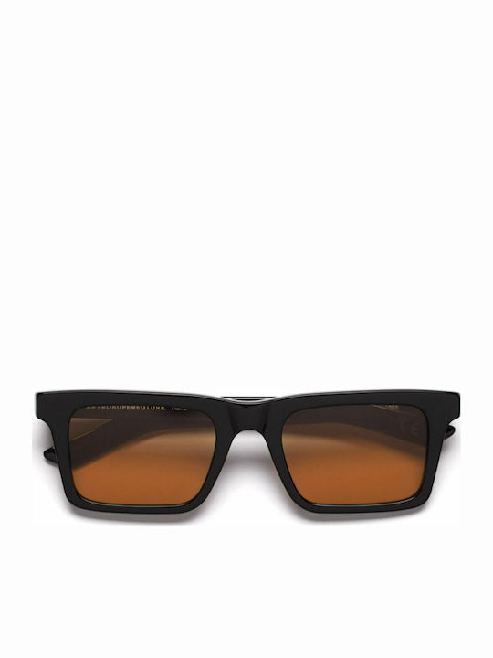 Retrosuperfuture 1968 Unisex Sunglasses with Black Plastic Frame and Orange Lens