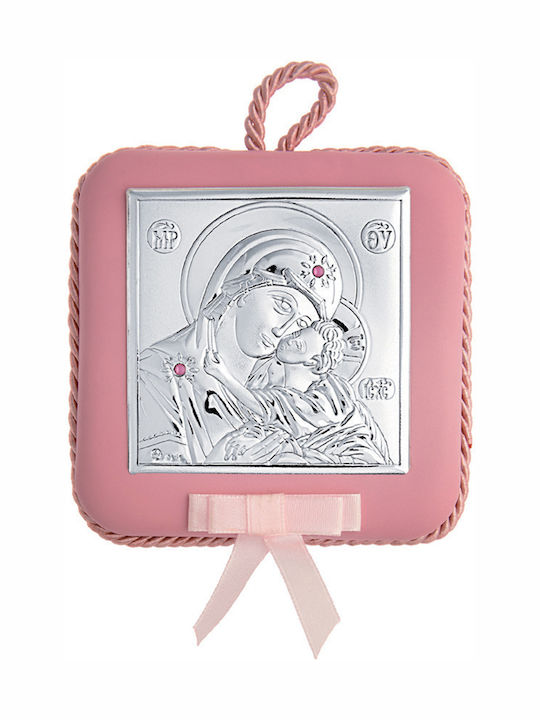 Prince Silvero Saint Icon with the Virgin Mary Silver Prince Silvero Saint Icon with the Virgin Mary Silver