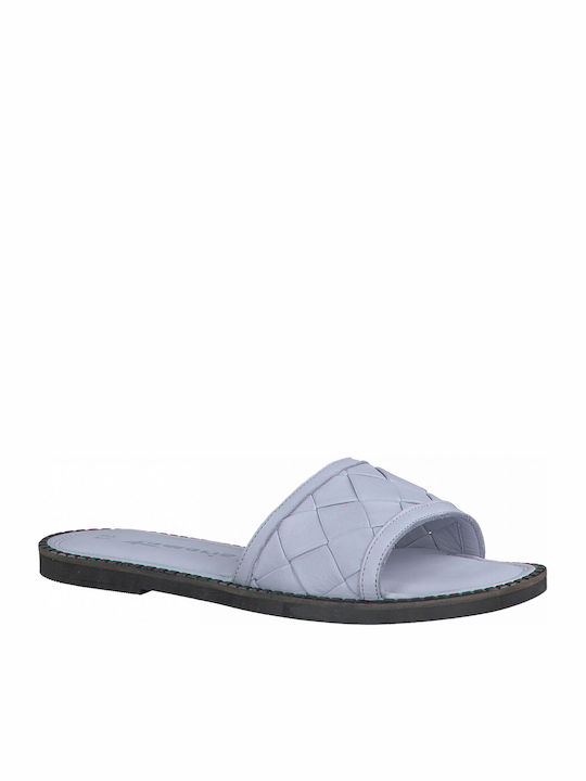 Tamaris Leather Women's Flat Sandals In Light Blue Colour