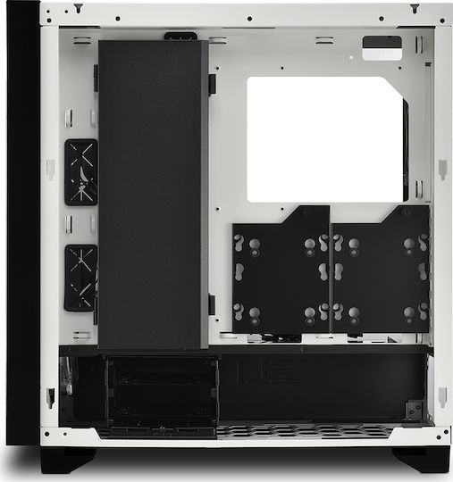 Sharkoon Elite Shark CA300H Геймърско бюро Midi Tower Компютърна кутия със страничен прозорец и RGB осветление Бял