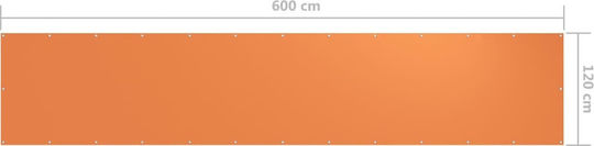 vidaXL Rectangular Shade Divider Orange in Roll With Hoop & with PU Coating 1.2x6m made of Oxford fabric