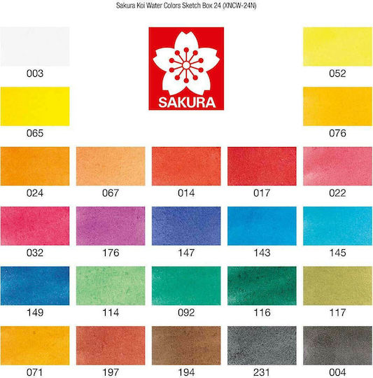 Sakura Koi Water Colors Set Watercolours 24 Colours with Brush