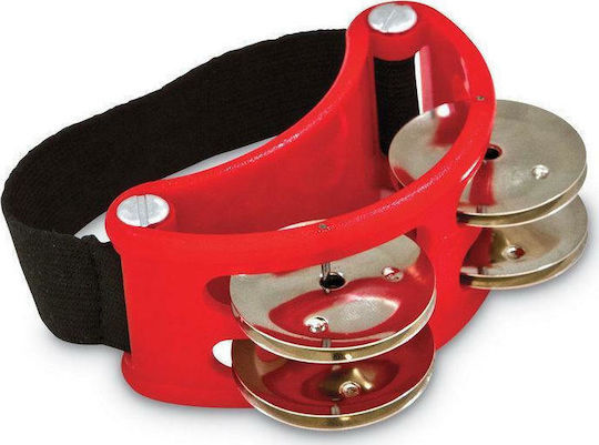 Latin Percussion LP188 Κόκκινο Πλαστικό Ντέφι Ποδιού με Διπλή Σειρά Ζίλιες