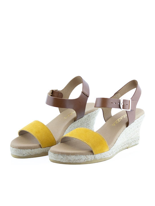 Ragazza Women's Suede Ankle Strap Platforms Yellow