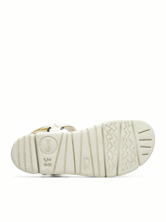 Oruga Up Δερμάτινα Γυναικεία Ανατομικά Σανδάλια Sporty Flatforms Λευκά