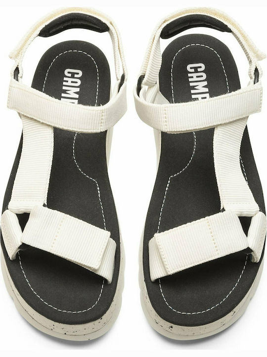Oruga Up Δερμάτινα Γυναικεία Ανατομικά Σανδάλια Sporty Flatforms Λευκά